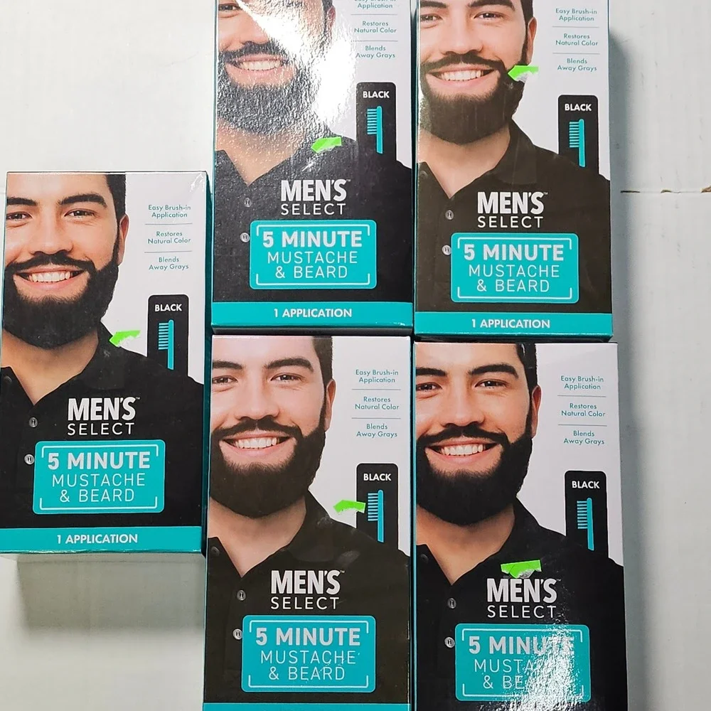 Mens Select 5 Minute Mustache &‎ Beard Color Black 72106-KC-BX-R2 -  5 Boxes New